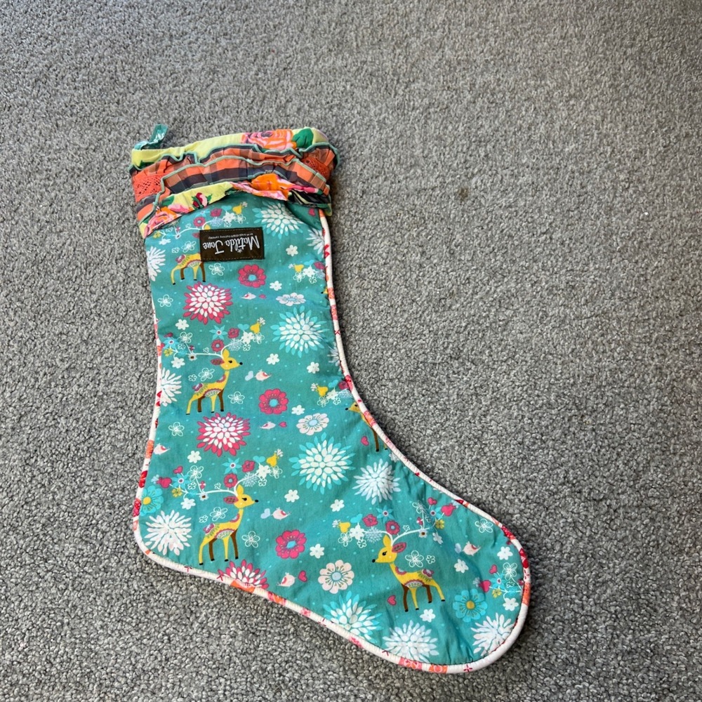 Matilda Jane Kids Christmas Stocking Deer Floral Ruffled Top whimsical‎ girly